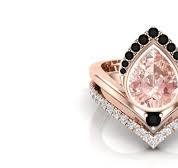 Pear10x8mm Peach Morganite Wedding Ring Set, Antique 2PCS ...