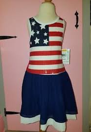 Details About Girls Bonnie Jean Girls Red White Blue American Flag Patriotic Dress Size 7_16