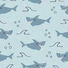 Patron Sin Fisuras Con Lindos Dibujos Animados Tiburones Vector Ninos Fondo Lindo Dibujo Ilustracion De Tiburon Ilustracion De Peces