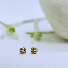 10k Yellow And White Gold Love Knot Stud Earrings In 2020 Knot Studs Knot Stud Earrings Minimalist Earrings Studs