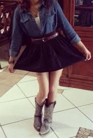 Black Jeans And Brown Cowboy Boots Western Outfit Jean Button Shirt With A Black Skirt And Cowboy Boots Brown Belt Is Optional Black Skater Skirts Cowgirl Outfits Skirts
