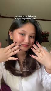 Short Almond Acrylic Nails Dark Red