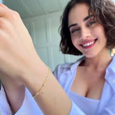 Gold Beaded Bracelet With Zirconia