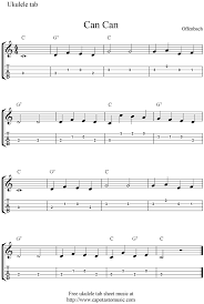 There are arrangements for every level of uke player from beginning to advanced. Can Can Ukulele Sheet Music Free Printable Ukulele Tabs Ukulele Ukulele Fingerpicking Songs