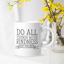 Amazon.com: NABRAND Funny Coffee Tumbler Mugs Do All Things With Kindness You  Fucker For Office School Restaurant Travel Kitchen For Hot Drinks Chocolate  Milk Tea Wedding Gifts For Women Men White 11Oz :