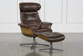 Take this one for example: Amala Brown Leather Reclining Swivel Chair With Adjustable Headrest And Ottoman Living Spaces