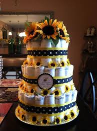 Sunflower Theme Baby Shower Diaper Cake By Mamameelie On Etsy 80 00 Baby Shower Diaper Cake Bee Baby Shower Theme Baby Shower Diapers