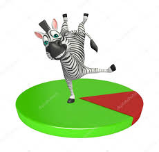 Cute Zebra Cartoon Character With Pie Chart Stock Photo