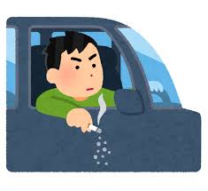 車の窓から煙草の灰を捨てる人のイラスト | かわいいフリー素材集 ...