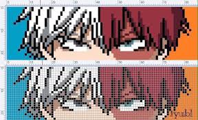 Shoto Todoroki From Bnha Pixel Art Grid Anime Pixel Art Pixel Art Pattern