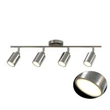 Monteaux Lighting 31 5 In 4 Light Brushed Nickel Integrated Led Track Lighting Kit Nb 439 W The Home Depot Led Track Lighting Track Lighting Track Lighting Kits