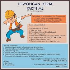 Telkom pekalongan membutuhkan tenaga lapangan teknis internet. Lowongan Kerja Part Time Di Yogyakarta Bursa Lowongan Kerja