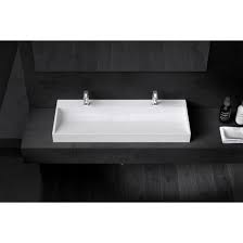 Lavabo Double Vasque A Poser Ou Suspendu 120cm X 46cm X 11cm Evier Blanc Avec Percage Pour 2 Robinets Colossum 19 2 1200 Lavabo Double Vasque Evier Salle De Bain Vasque A Poser