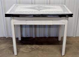 Enamel top table antique kitchen table farm dining table. Lot Vintage Enamel Top Kitchen Table With Wood Base