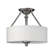 The type of ceiling lights you choose need to be functional as well as stylish. Semi Flush Low Ceiling Light On Pewter Frame With White Drum Shade