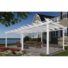 A retractable pergola canopy shades your outdoor space while allowing you to enjoy the look and feel of a traditional pergola. New England Arbors Grande Vinyl Pergola Costco