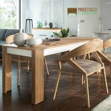Additional seating is added between the legs! Lyon Large Extending Dining Table 160 200cm Riviera Oak White High Gloss