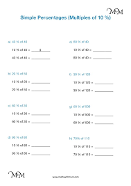 The percent worksheet will produce a table of equivalent percents for the student to work with. How To Find Simple Percentages Of A Number Maths With Mum