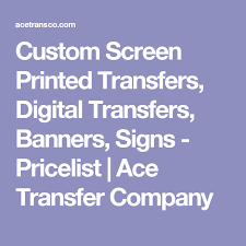 A convenient way to produce full color heat transfers for light and dark garments. Custom Screen Printed Transfers Digital Transfers Banners Signs Pricelist Ace Transfer Com Custom Screen Printing Screen Printing Screen Print Transfers