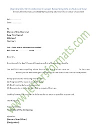 Letter To Lawyer Requesting Information On Court Case Status