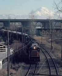 Milwaukee Road Train Entering Tide Flats Yard In Tacoma Wa Milwaukee Road Railroad Photography Train Tracks