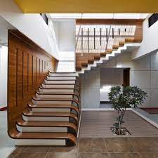 Amazing Architecture On Instagram Teak Wood Staircase At Courtyard House Designed By Thepurpleinkstudio A Staircase Design Modern House Design Stairs Design