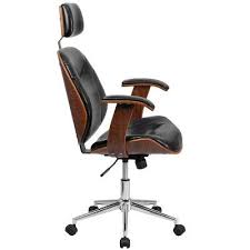 High Back Leather Executive Ergonomic Wood Swivel Office Chair With Arms Black Riverstone Furniture In 2020 Office Chair Design Luxury Office Chairs Leather Office Chair