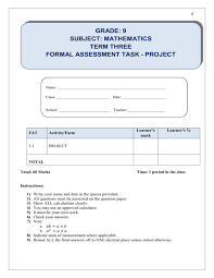 This answer script was published in the department of examinations sri lanka. Mathematics Grade 9 Fat 3 1 Project