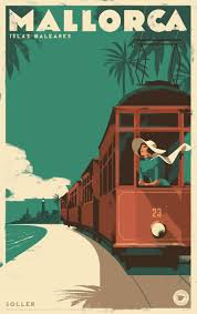 Mallorca Posters Retro Travel Poster Vintage Poster Art Art Deco Posters