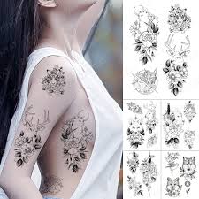 Check spelling or type a new query. Waterproof Temporary Tattoo Sticker Moon Cat Flowers Rose Flash Tattoos Line Deer Tiger Body Art Arm Fake Tatoo Women Men Temporary Tattoos Aliexpress