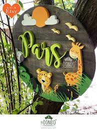 Safari Round Custom Name Sign Safari Animals Kids Room Decor Nursery Wall Sign Hospital Door Hanger In 2021 Name Signs Beautiful Nursery Decor Kid Room Decor