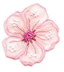 Flower Pink W Fuchsia Center Beads Iron On Applique Patch Crafts Applique Patch Fabric Flowers Iron On Applique