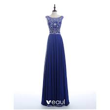 Günstig kaufen und gratis inserieren auf willhaben komplett neues abendkleid mit etikett in der farbe apriko. Prickelnde Abendkleider 2016 U Ausschnitt Sicke Pailletten Strass Royalblau Chiffon Langen Ruckenfreies Kleid