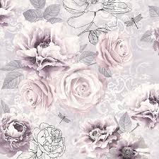 ❤ get the best floral desktop wallpaper on wallpaperset. Fresco Romantic Ink Pink Purple Grey Floral Wallpaper Diy At B Q