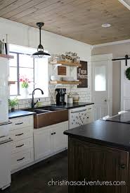 Provincial white kitchen with blue shiplap island. Shiplap Style Planks On The Ceiling Look We Love Apartment Therapy