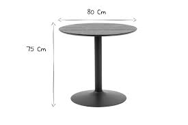 Weißer runder esstisch mit 4 standbeinen aus metall in holzoptik. Runder Esstisch Aus Schwarzem Holz Und Metall D80 Cm Kali Miliboo