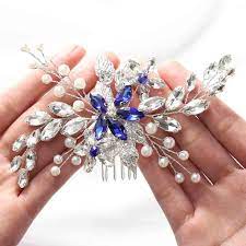 A bridal comb is a versatile hair piece, and can be worn at the back of your. Buy Olbye Wedding Hair Comb Blue Rhinestone Bridal Hair Accessories For Bride And Bridesmaids Wedding Hair Piece Silver Online In Indonesia B07kc1h5qm