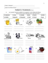 Spanish Food Vocab Practice Worksheets Avancemos 1 Unit 3 1 High School Spanish Classroom Cloze Activity Practices Worksheets