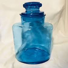 Antique glass jars by material. Antique Apothecary Jar With Ground Glass Lid And Inside Rim Dark Aqua Glass Farmhouse Pharmacy Kitchen Storage Collectible Carol S True Vintage And Antiques