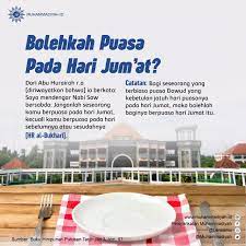 Hukum puasa qadha di hari jum'at sementara hari jumat adalah hari raya bagi umat muslim selain hari raya idul fitri dan hari raya idul adha. Muhammadiyah On Twitter Bolehkah Puasa Pada Hari Jum At
