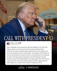 President Trump Discusses Productive Call with President Xi of China