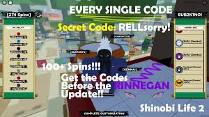 And there are also some free codes you can use to get some cash as reward: Shinobi Life 2 All The Codes Get The Codes Before The Rinnegan Update Youtube