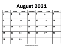 If you are planning to make a calendar from scratch then you can use the ms word program which works the best when it comes to making a calendar planner. August 2021 Calendars Printable Calendar 2021