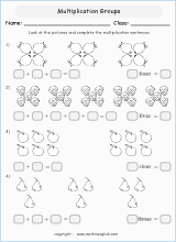 grade 1 graphic multiplication math school worksheets for primary and elementary math education
