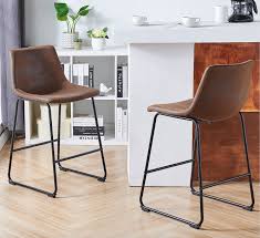Vintage metal kitchen stools with backs. Myrick Set Of 2 Bar Chairs 30 Height With Back And Footrest Retro Brown Walmart Com Walmart Com