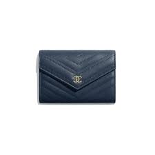 Flap Wallet Blue Calfskin Gold Tone Metal Default View See Standard Sized Version Wallet Gold Tone Metal Small Leather Goods