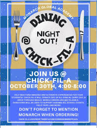 If you haven't eaten dinner yet tonight, please go to Chick-Fil-A before  8pm to support a local elementary school! Mention Monarch when you order!  Thank you!