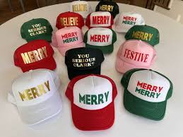 Christmas Trucker Hats. Merry, Believe, You Serious Clark, Festive