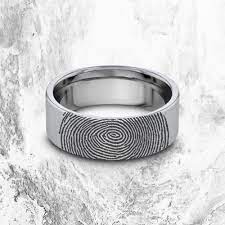 Fingerprint Wedding Ring Fingerprint Promise Rings Fingerprint Ring Anniversary Ring Tungsten W Fingerprint Ring Fingerprint Wedding Tungsten Wedding Bands
