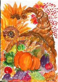 Cornucopia Watercolor Painting Corn Sunflowers Pumpkin Horn Of Plenty 5 X 7 Thanksgiving Decor Origina Original Watercolor Art Sunflower Painting Painting